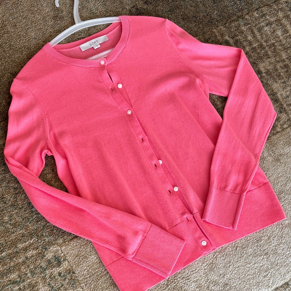 NWOT LOFT Vibrant Coral Women's Cardigan - Picture 3 of 6